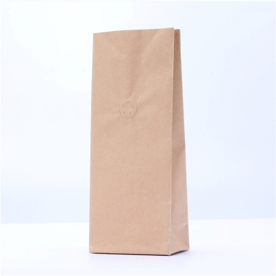 5 pcs Supplies High Quality Food Grade Flat Bottom Brown Kraft Paper Coffee Bags With Valve